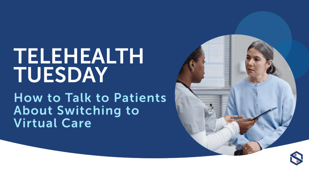 provider explaining the telehealth joining process to a hesitant patient during an office visit